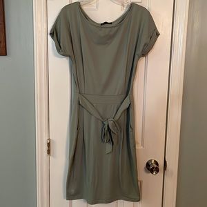 ⭐️3/$20⭐️ PRETTYGARDEN Tie Waist Dress with Pockets Grey Green Large